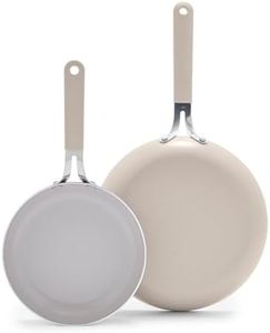 GreenLife Dream 8" & 10" Healthy Ceramic Nonstick Frying Pan Set, PFAS-Free, PFOA-Free, Dishwasher & Oven Safe, Stay-Cool Handles, Durable, Versatile Cooking, Easy Clean, Taupe