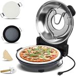 Upgrade Davivy 12" Indoor Electric Pizza Oven with Timer, Pizza Stone & Grill Pan, Countertop Pizza Oven up to 800˚F, Portable Small Pizza Oven Cooker, Household Electric Indoor Pizza Cooker - Black