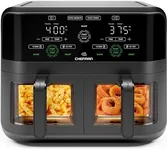 CHEFMAN 6 Quart Dual Basket Air Fryer Oven with Easy View Windows, Sync Finish, Hi-Fry, Auto Shutoff, 2 Independent 3Qt Nonstick Dishwasher Safe Frying Baskets, Digital Double Air Fryer - Black