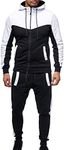 Marine Royal Track Suits for Men Set Full Zip Sweatsuit Outdoor Jogging Men Tracksuits, White, Small