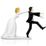 Wedding Cake Toppers Bride and Groom Dancing Figurines Cake Topper Wedding Cake Decorations for Wedding and Engagement Party Fun Wedding Couple Figurines Decorations Gifts (Running Groom)