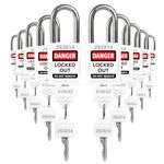 TRADESAFE Lockout Tagout Locks Set - 10 White Loto Locks, Keyed Alike Lockout Locks, 2 Keys Per Lock, OSHA Compliant Lock Out Tag Out Padlocks