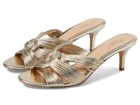 Jewel Badgley Mischka Women's Mia Slide Sandal, Gold Leather, 9