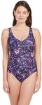 Zoggs Women's Marley Scoopback Printed-Ecolast One Piece Swimsuit, Black/White, 8