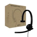 Logitech H570e USB Headset with Microphone for PC and Mac, USB-A Wired Headset with Mono Sound, Noise-Canceling Mics and Inline Controls, Certified for Microsoft Teams, Black