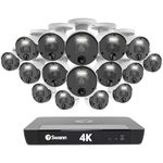 Swann 4K Master Security Camera,16 Channel NVR with 2TB HDD, 16x Bullet IP Cameras, Indoor/Outdoor PoE Wired, 24/7 Home Surveillance, Color Night Vision, True Detect, Spotlights, 1676816