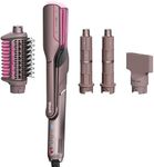 Shark FlexFusion Hair Straightener & Powerful Hair Dryer with Fusion Hair Brush, Ceramic Air Styler with Auto-Wrap Hair Curlers & Concentrator, Ceramic Plates, Cosmic Blush HD641S