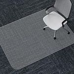 WASJOYE Office Chair Mat for Carpet, 36"x48" Rectangle Transparent PVC Carpet Protector Cover Rug Mat with Non-Slip Studded Lip, Heavy Duty for Home Office Computer Desk Rolling Chair