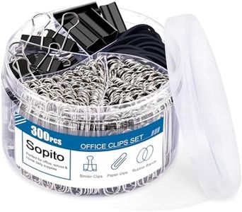 Binder Clips Paperclips, Sopito 300pcs Office Clips Set with Paper Clamps Rubber Bands for Office and School Supplies, Assorted Sizes Black