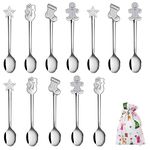 ANECO 12 Pieces Christmas Coffee Spoon Stainless Steel Mini Spoon for Coffee Tea Soup Sugar Dessert Seasoning Ice Cream