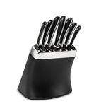 Robert Welch Signature Knife Block Set. includes Sharpening Steel and 6 Signature Kitchen Knives - Bread 22cm, Carving 23cm, Cook's 18cm, Kitchen 14cm, Santoku 11cm, Paring 10cm