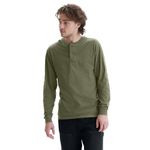 Hanes Men's T Beefyt Henley Cotton Long Sleeve Shirts, Camouflage Green HTR, S