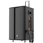 DIGIMORE 320W Trolley Speaker w/ 2 Wireless Mics | 15" BoomBass Woofer, AI Sound Boost, BT 5.3, 10H Battery, Reverb & Echo Effects | Ideal for Karaoke, Parties & Outdoor Events (D-15W)