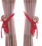 Tickles 2 Pcs Monkey Soft Plush Toy Curtain Tiebacks Holder Clip for Children Living Room Decoration Accessories Window Curtain Decoration (Size: 30 cm Color: Red)