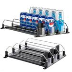 Drink Organizer for Fridge ,Cabinets & Pantry Large Capacity Self-Pushing Drink Organizer ，Width Adjustable Soda Can Organizer for Refrigerator-with Smooth and Fast Pusher Glide ( 9.85 inch x 15 inch 3 Rows)