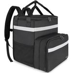 Food Delivery Backpack, Expandable Insulated Hot Pizza Bags for Delivery Bike, Large Leakproof Waterproof Delivery Bag with 4 Mesh Pockets Reflective Strip Applicable for Uber Eat, Camping & Beach,Black