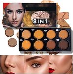 Beteligir 8 Colour Powder Contour Palette, Cosmetics Contour and Highlighting Powder Foundation Palette/Contouring Makeup Kit, Contour & Bronzer, Light to Medium (01)