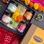 Pataakha Gourmet Gift Box of 4 Jars Net Wt 180 gm each for Premium Gifting,Foodies, Diwali,Travel, Anniversary, Mothers Day, Special Occasions Hamper Assorted