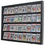 Lockable 36 Graded Sports Card Display Case, for Football, Baseball, Basketball, Hockey Cards, Black (CC02-BL)