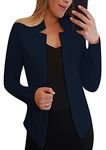 OMZIN Womens Blazer Business Casual Office Work Jackets Solid Stand Neck Long Sleeve Jackets Coats Navy Blue 3XL