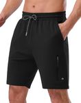 Pioneer Camp Sweat Shorts for Men 7" Inseam Cotton Athletic Casual Shorts with 4 Pockets for Gym Workout Lounge Summer Shorts(Black,L)