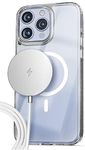 Encased Clear Case with Magnetic Wireless Charger Designed for iPhone 15 Pro Phone Case (Compatible with MagSafe) Clear