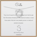 Weelody Cat Necklace, 925 Sterling Silver Cat Pendant Necklace with Zirconia Stone, Birthday Gifts for Girls, Necklace for Cat Lovers