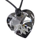 Black Moon® Silver Black-Grey Crystal Heart Pendant Metal Free Adjustable Necklace