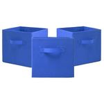 Kuber Industries (Pack of 3) Foldable Storage Box | Multipurpose Storage Organizer For Clothes | Plain Wardrobe Organizer for Book, Stationary & Toys | 11 Inch | Royal Blue