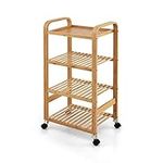 4-Tier Bamboo Kitchen Rolling Cart,
