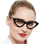 Roshfort Cat Eye Blue Cut Lens Antiglare Glass Bluray Block Eyeglasses Reading Glasses for Women Oversize Ladies (Black)