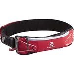 SALOMON, Unisex Pocket Belt, For runners with narrow hips, 250 ml/8 oz Soft flask included, 2 zip pockets, Adjustable strap, AGILE 250 BELT SET, Red/Grey (Bright Red/Asphalt), L37578900