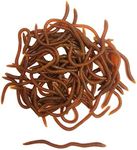 1.6in/3.3in Fishing Soft Lure Trout Worm Earthworm Bait Lifelike Fake Bloodworm Grub Worm Soft Fishing Lure Baits (Brown (50pcs/Pack), 3.3inch)