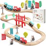 Tiny Land Wooden Train Set for Toddler - 39 Pcs- with Wooden Tracks fits Thomas, fits Brio, fits Chuggington, fits Melissa and Doug - Expandable, Changeable-Train Toy for 3 4 5 Years Old Girls & Boys