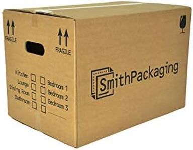 SmithPackaging 10 Large Strong Cardboard Packing Moving House Boxes 51cm x 29cm x 29cm with Carry Handles and Room List