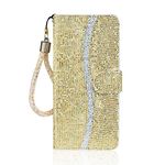 Apple iPhone 6 Plus Case, LUCASI iPhone 6S Plus Bling Glitter Case,Folding Stand PU Leather Walle [Flip Cover] with [TPU Inner Shell] [Card Slots][Magnetic Closure] (iPhone 6 Plus/6S Plus-Golden)