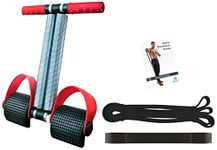 Boldfit Double Spring Tummy Trimmer For Men & Women, Waist Fat Buster, Abs Exercise & Body Toner Equipment For Home & Gym Use, Plastic, Red-Black & Heavy Resistance Band for Exercise & Stretching