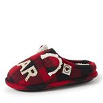 Dearfoams Kids Unisex-Child Baby Slipper, Lil Bear Buffalo Plaid, US 7-Numeric_8 Toddler