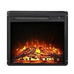 WAMPAT Electric Fireplace Insert 18'' Freestanding Heater, RV Fire Place for TV Stand, Small Electric Stove for Bedroom Office, 1400W, Black