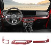 JWWY for Jeep JL Headlight Air Conditioning Passenger Panl Cover Trim Kit Center Consoles Panl Dashboard Instrument Fit 2024 Jeep Wrangler JL JLU Gladiator JT 4xe Interior Kit 3pcs Red Carbon Fiber