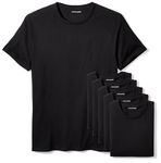 Amazon Essentials Men's Crewneck Undershirt, Pack of 6, Black, XL