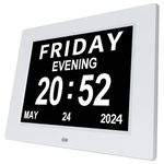 [2024 Newest] Digital Day Calendar Clocks 3 Medicine Reminders Extra Large 8 Inch Non-Abbreviated Day Date Month Dementia Senior Clock for Eldarly Memory Loss Vision Impaired Clock