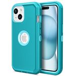 Jiunai for iPhone 15 Case, Heavy Duty Drop Protection Screenless Dual Layer Shockproof Rugged Tough Bumper Dust Proof Phone Case Compatible with iPhone 15 6.1 inches 2023 Released - Teal