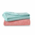 UrbanLeaf Microfiber Large Bath Towel | Quick Dry Super Absorbent - Bath Towel for Men and Women | Light Green & Coral | Towel for Bath, Travel, Gym, Beach, Pool, and Yoga (70 X 140 CMs)