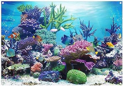 ZTHMOE 7x5ft Fabric Under The Sea Photography Backdrop Aquarium Underwater World Tropical Fish Coral Reef Background Mermaid Birthday Baby Shower Party Decorations Photo Banner Props