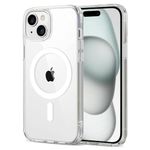 DARKFIT Back Cover Case Compatible with iPhone 15 | Mag-Safe Magnetic Cover TPU + Poly Carbonate Ultra Hybrid Camera Bump Protection Wireless Charging | Color Clear Transparent White | Pack of 1