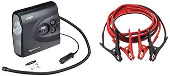 Bundle- AmazonBasics Compact Portable Digital Tyre Inflator with Carrying Case and AmazonBasics Jumper Cable 10 Gauge, 12 Feet
