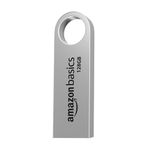 Amazon Basics 128 GB Flash Drive | USB 2.0 M Series | Temperature, Shock and Vibration Resistant | Metallic Silver