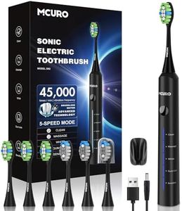 Cepillo de Dientes Eléctrico, Cepillo de Dientes Sónico, Cepillo de Dientes Eléctrico 45000VPM, Blanqueamiento Dental en 1 Semana, Duración de la Batería 120 Días, Indicador de Nivel de Batería