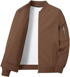 KEFITEVD Jacket Décontracté Hommes Printemps Été Cargo Vestes Manteaux Coupe Vent avec Poches Zippées,Marron,XL